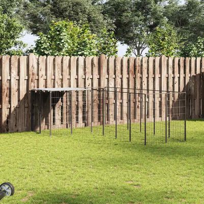 vidaXL Koterec pre psy čierny 8,47 m² oceľ