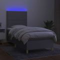 vidaXL Posteľ boxsping s matracom a LED bledosivá 80x200 cm látka