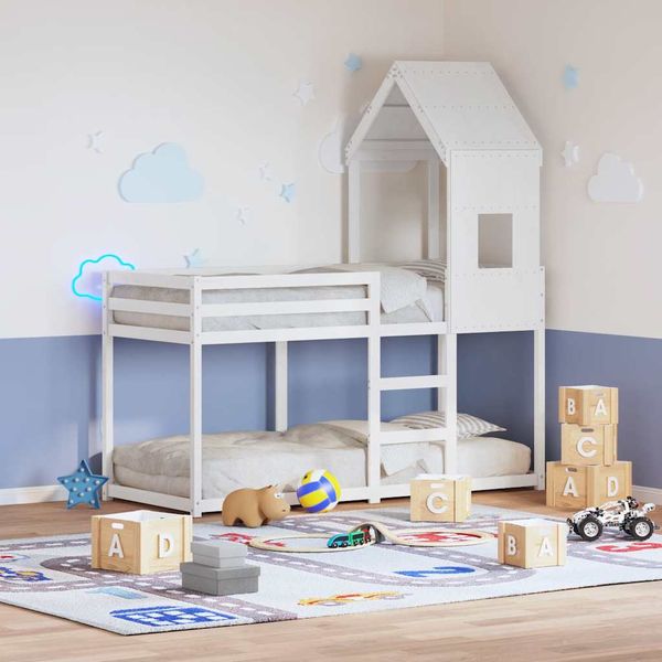 vidaXL Strecha na detskú posteľ biela 60x99x139,5 cm borovicový masív