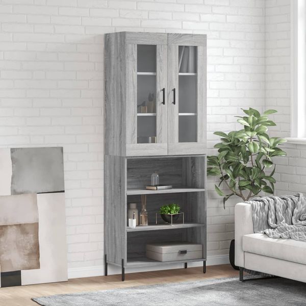 vidaXL Vysoká skrinka sivý dub sonoma 69,5x34x180 cm spracované drevo