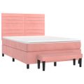 vidaXL Posteľný rám boxsping s matracom ružový 140x190 cm zamat