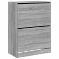 vidaXL Botník s 2 výklopnými zásuvkami sivý dub sonoma 80x42x108 cm