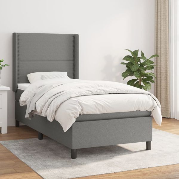 vidaXL Boxspring posteľ s matracom tmavosivá 90x190 cm látka