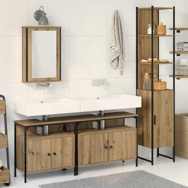 vidaXL Sada kúpeľňového nábytku 4 pcs Remeselný dub Kompozitné drevo