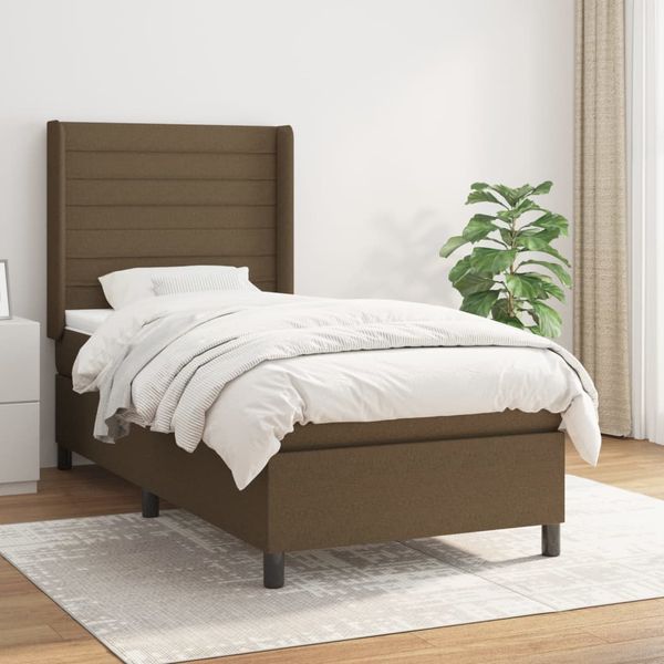 vidaXL Boxspring posteľ s matracom tmavohnedá 90x190 cm látka