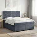 vidaXL Posteľ boxspring s matracom Tmavosivá 160 x 200 cm Zamat