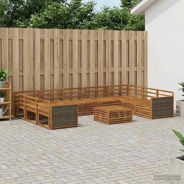 vidaXL Záhradná súprava gaučov 10 pcs Prírodná Pevné akáciové drevo