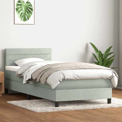 vidaXL Posteľný rám boxspring s matracom Svetlosivá 80x210 cm zamat
