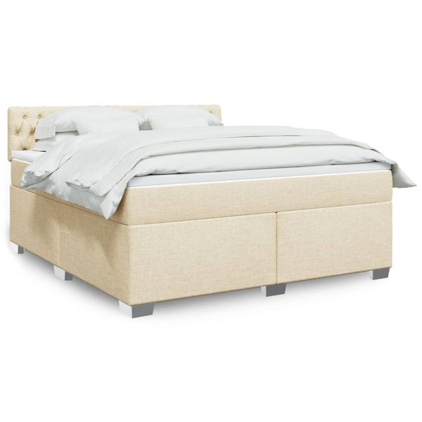 vidaXL Posteľný rám boxspring s matracom krémový 180x200 cm látka