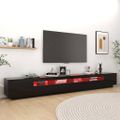 vidaXL TV skrinka s LED svetlami lesklá čierna 300x35x40 cm