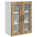 vidaXL Nástenný sklenený kabinet LUCCA Dub artisan 60 x 31 x 80 cm