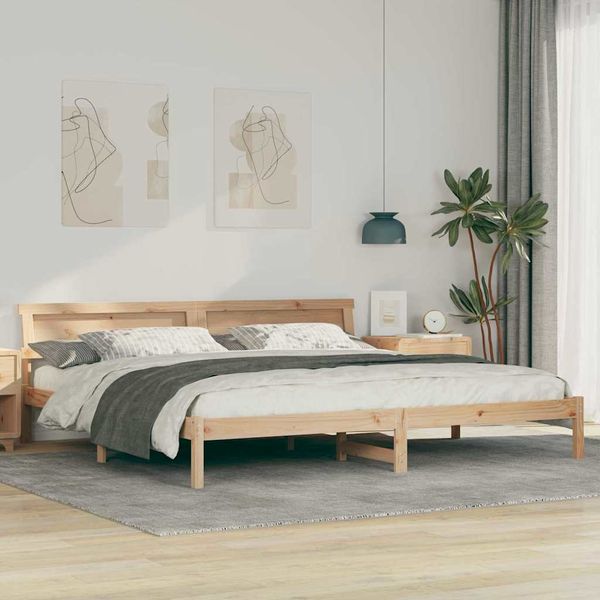 vidaXL Rám postele s čelnou doskou Hnedá 200 x 200 cm Borovicový masív