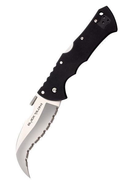Cold Steel 22BS Black Talon II Serrated vreckový nôž 10,2 cm, Satin, čierna, G10