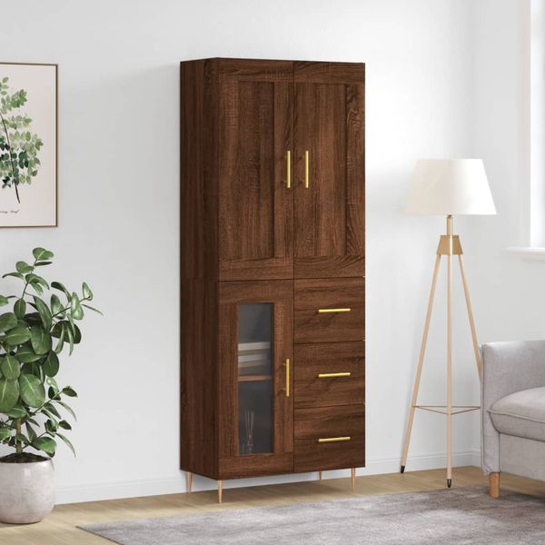 vidaXL Vysoká skrinka hnedý dub 69,5x34x180 cm spracované drevo