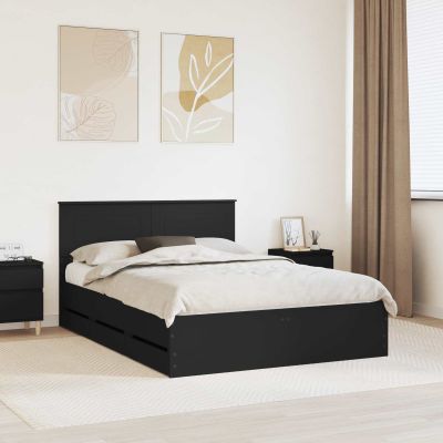vidaXL Rám postele so zásuvkou Čierna 140 x 190 cm Inžinierske drevo