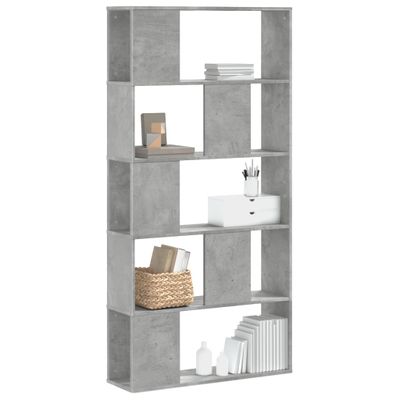 vidaXL Knižnica 5 políc betónovosivá 80,5x23,5x162,5cm kompozit. drevo