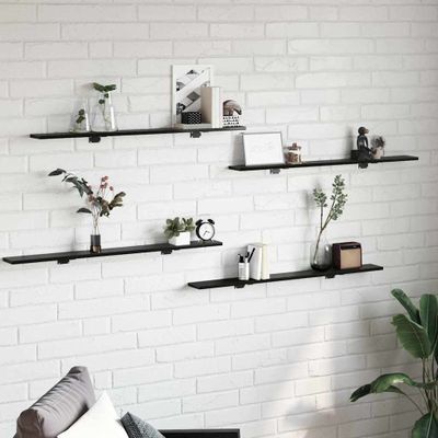 vidaXL Polica na knihy 4 pcs Čierny 100 x 10 x 1,5 cm Kompozitné drevo