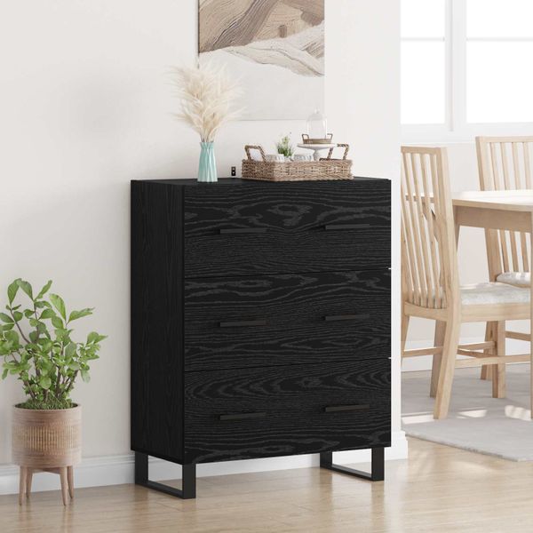 vidaXL Servírovacia skriňa so zásuvkou Čierny dub 69,5 x 34 x 90 cm