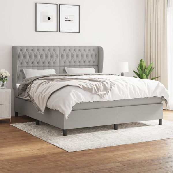 vidaXL Boxspring posteľ s matracom bledosivá 180x200 cm látka