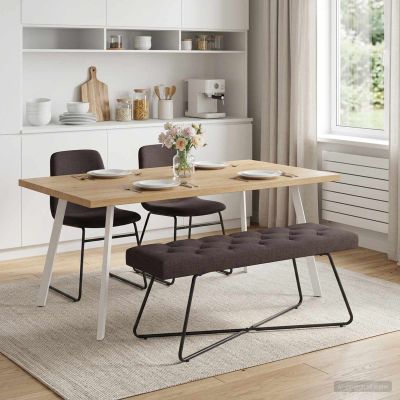 vidaXL Lavica s gombíkovým prešívaním Tmavohnedá 110 x 40 x 46 cm