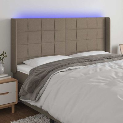 vidaXL Čelo postele s LED sivohnedé 183x16x118/128 cm látka