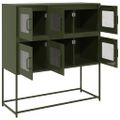 vidaXL Komoda olivovozelená 100,5x39x107 cm oceľ valcovaná za studena