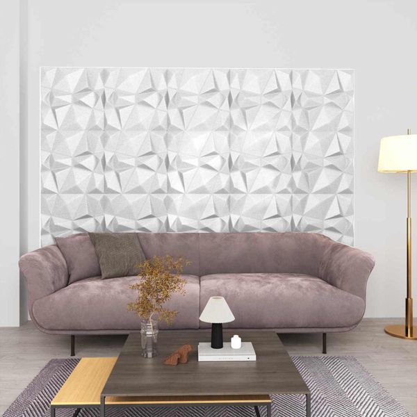 vidaXL Nástenné panely 48 pcs Diamond Biele 50 x 50 cm XPS Pena