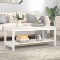 vidaXL Konferenčný stolík biely 110x55x45 cm borovicový masív