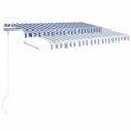 vidaXL Ručne zaťahovacia markíza s LED 3,5x2,5 m modro-biela