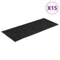 vidaXL Schodové rohože, samolepiace, 15 ks, 60x25 cm, tmavosivé, obdĺžnikové