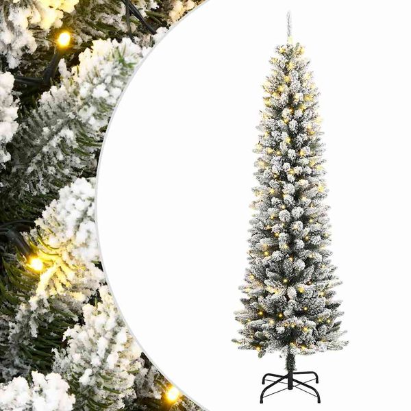 vidaXL Umelý vianočný stromček 150 LED diód a vločkový sneh 120 cm