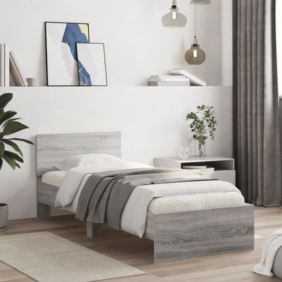 vidaXL Posteľný rám s čelom sivý sonoma 75x190 cm kompozitné drevo