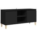 vidaXL TV stolík nohy z masívneho dreva čierny 103,5x35x50cm