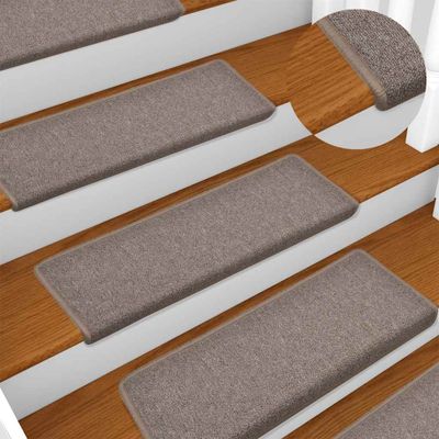 vidaXL Schodové rohože 10 ks 65x21x4 cm svetlohnedé s obdĺžnikovým okrajom