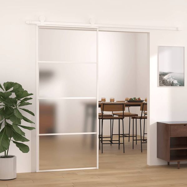 vidaXL Posuvné dvere nepriehľadné ESG sklo a hliník 90x205 cm biele