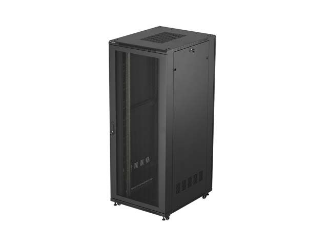 19'' Voľne stojúca racková skriňa 42u/800x1000 (flat pack) so sieťovými dverami čierna lanberg