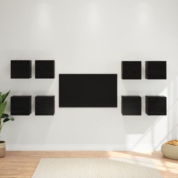 vidaXL Nástenná skriňa pre TV 8 pcs Čierny dub 30,5 x 30 x 30 cm