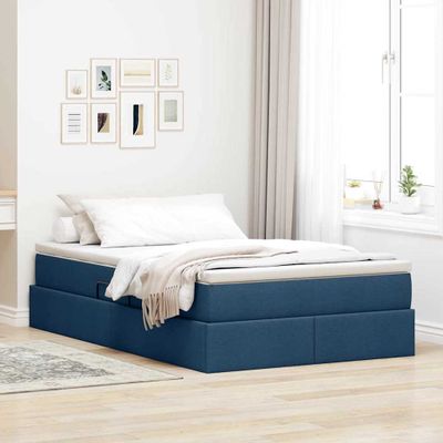 vidaXL Postel s úložným prostorem a matrací Modrá 120 x 200 cm