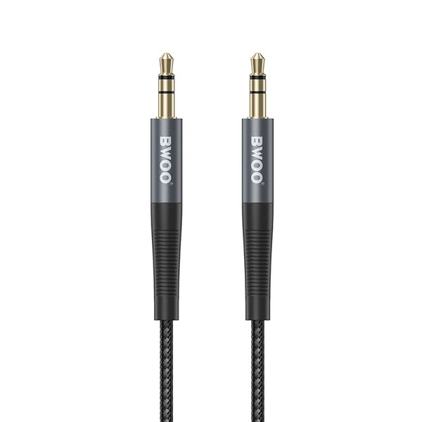 Kábel BWOO AUX 3,5mm - 3,5mm opletený nylon + hliníková zliatina BO-AUX064 čierny