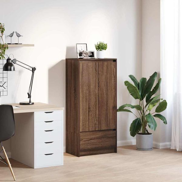 vidaXL skriňa so zásuvkou Hnedý dub 55,5x34x119,5 cm Konštrukcia dreva