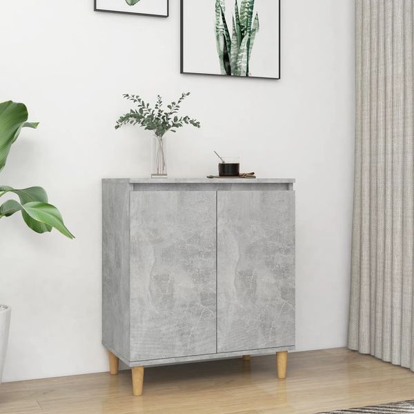 vidaXL Komoda, nohy z masívu, betónová 60x35x70 cm, kompozitné drevo