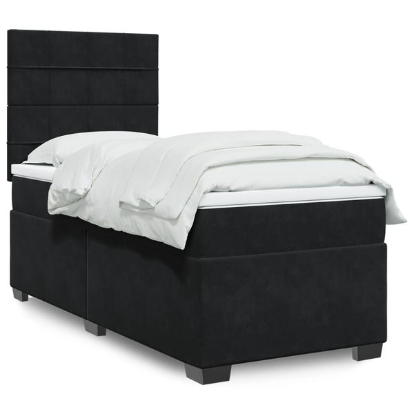 vidaXL Posteľný rám boxspring s matracom čierny 90x200 cm zamat