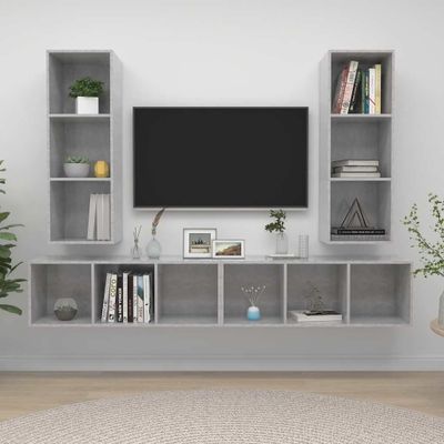 vidaXL Nástenné TV skrinky 4 ks betónovo-sivé drevotrieska
