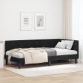 vidaXL Rohový rám postele s čelnou doskou Čierna 90 cm x 190 cm Zamat