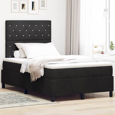 vidaXL Posteľ s pružinovým rámom s matracmi Čierny 120 x 190 cm Zamat