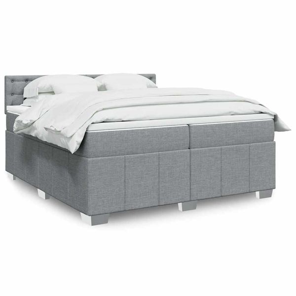 vidaXL Posteľný rám boxsping s matracom bledosivý 200x200 cm látka