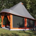 vidaXL Tipi stan so strechou Šedá a oranžová 404 x 370 x 270 cm taft
