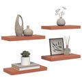 vidaXL Stenná polica Nástenná montáž 4 ks Červená 50 x 23,5 x 3,8 cm
