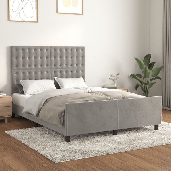 vidaXL Posteľ bez matraca bledosivý 140x200 cm zamat