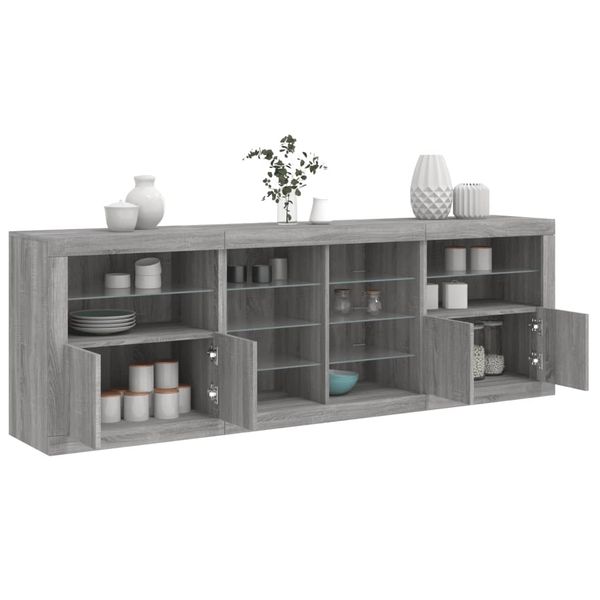 vidaXL Komoda s LED svetlami sivá sonoma 202x37x67 cm